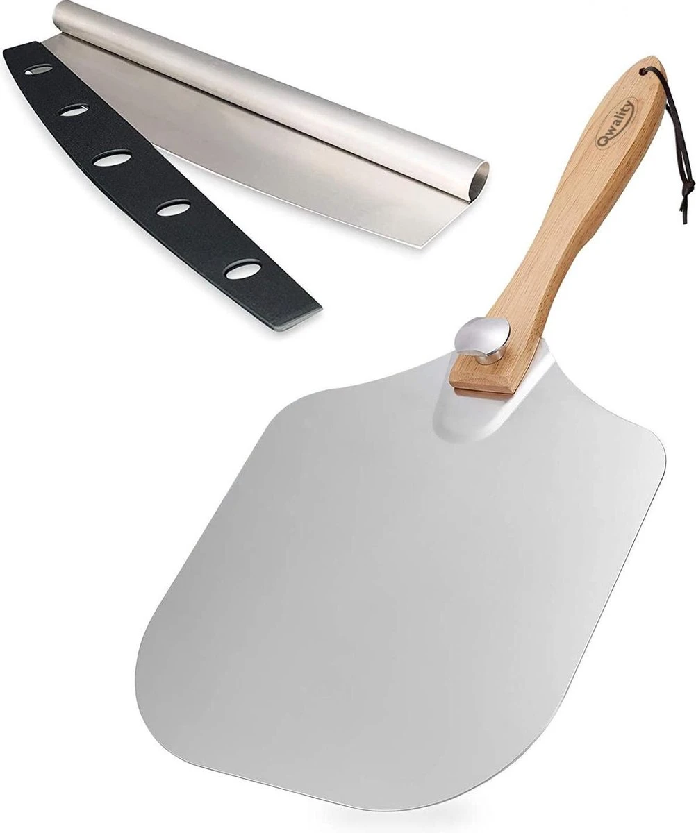 Pizzaschep – Inclusief Pizzasnijder – Opvouwbaar – Pizzaspatel – Pizza Schep – Taartschep – 30cm - Qwality 3 Pizzaschep – Inclusief Pizzasnijder – Opvouwbaar – Pizzaspatel – Pizza Schep – Taartschep – 30cm - Qwality