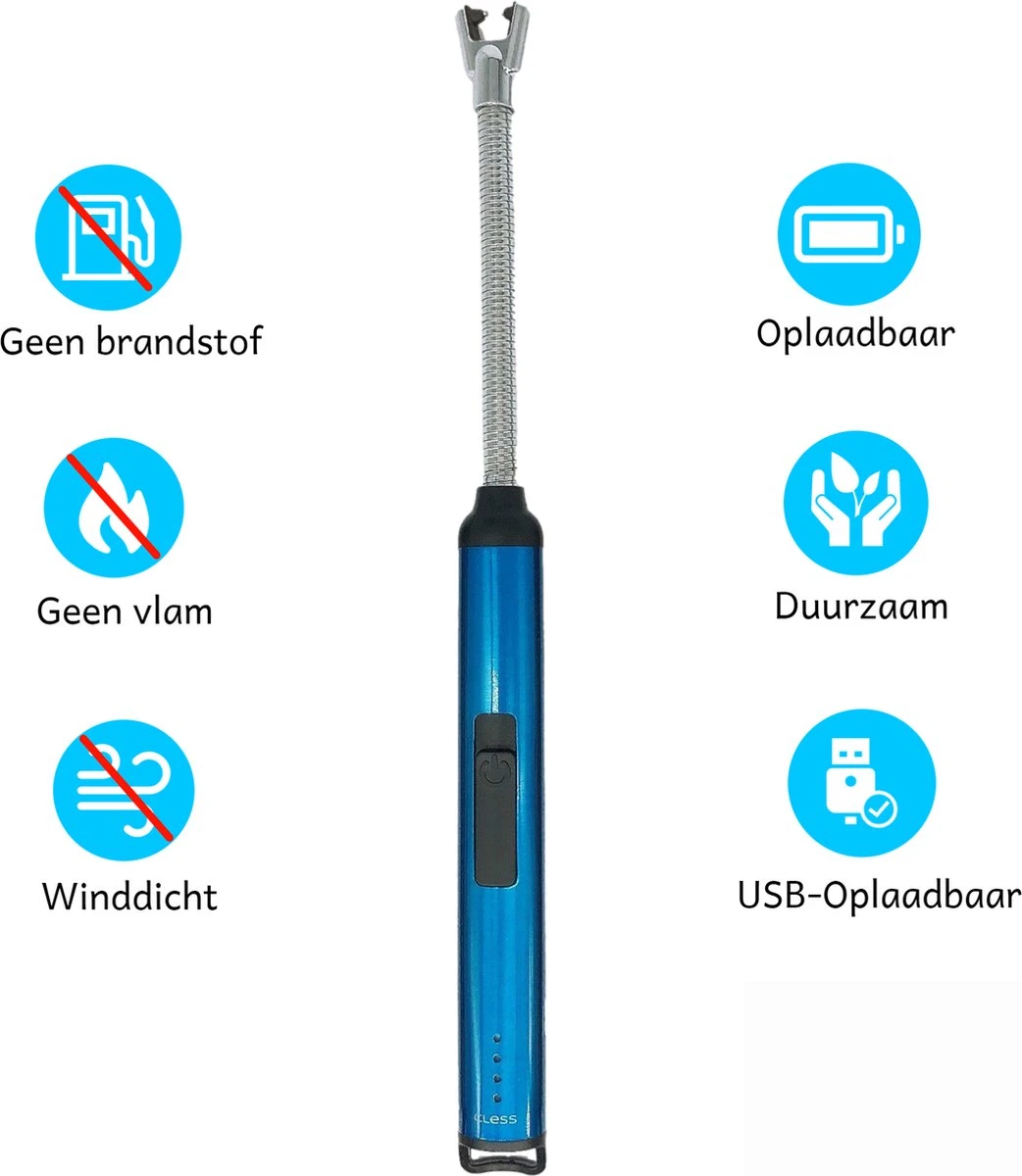Elektrische Aansteker – USB Oplaadbaar - Blauw – Fornuis – BBQ – Openhaard – Lange Flexibele Aansteker 5 Elektrische Aansteker – USB Oplaadbaar - Blauw – Fornuis – BBQ – Openhaard – Lange Flexibele Aansteker - Afbeelding 3