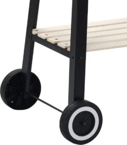 Verrijdbare Barbecue – Houtskool/Briketten - Verstelbare Grillplaat – Houten Tafel – Winscherm – Gewicht 5.9kg -Keuken BBQ 1049x1200