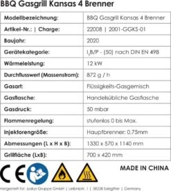 Kansas Gasgrill Barbecue - 4 Pits - RVS 11 Kansas Gasgrill Barbecue - 4 Pits - RVS -Keuken BBQ 1077x1200