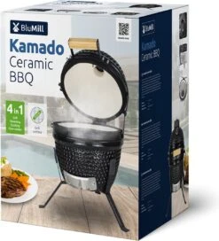 BluMill Kamado BBQ Egg - Kamado 13 Inch - Incl. Vlees Thermometer - Houtskoolbarbecues - Zwart - Ø 27cm -Keuken BBQ 1090x1200