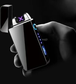 Merkloos Cuberna Elektrische Plasma USB Aansteker Met Batterij Indicator Ice Black - Wind En Storm Bestendig - Geschikt Voor Kaarsen, Vuurwerk, Sigaretten En BBQ -Keuken BBQ 1099x1200