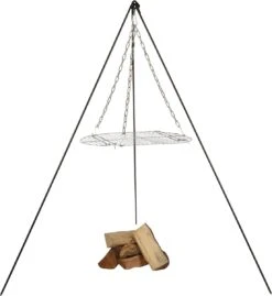 Esschert Design - Driepoot Met Ketting - Haardvuur Accessoires - Staal - Zwart -Keuken BBQ 1103x1200