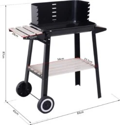 Verrijdbare Barbecue – Houtskool/Briketten - Verstelbare Grillplaat – Houten Tafel – Winscherm – Gewicht 5.9kg -Keuken BBQ 1150x1200