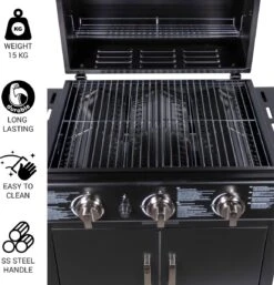 MaxxGarden Gas Barbecue - 3 Branders - Incl. Gratis BBQ Set -Keuken BBQ 1154x1200