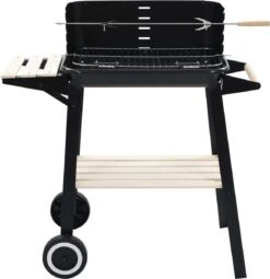 Verrijdbare Barbecue – Houtskool/Briketten - Verstelbare Grillplaat – Houten Tafel – Winscherm – Gewicht 5.9kg -Keuken BBQ 1161x1200