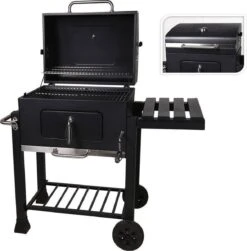Houtskool BBQ Op Wielen + Tafel | Mat Zwart - X86000060 -Keuken BBQ 1180x1200