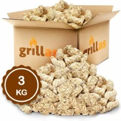 Aanmaakkrullen Voor BBQ Of Kachel | 3kg ECO FSC Gecertificeerd Aanmaakhout Barbecue - Biologisch En Duurzaam Aanmaakwokkels - Houtwol Wokkels - Barbeque Aansteker - Aanmaakblokjes - Accessoires - Ongeveer 240 Krullen -Keuken BBQ 1195x1200 2