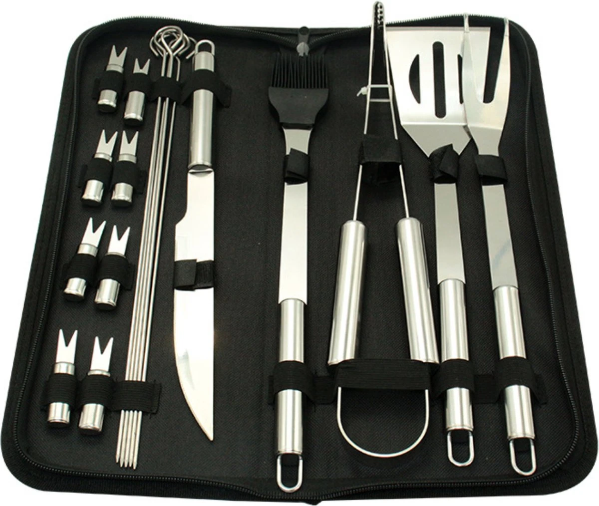 Krumble 18-delige Barbecue Set / Roestvrijstalen BBQ Set Van 18 / Inclusief Handige Opbergtas - RVS 9 Krumble 18-delige Barbecue Set / Roestvrijstalen BBQ Set Van 18 / Inclusief Handige Opbergtas - RVS - Afbeelding 7