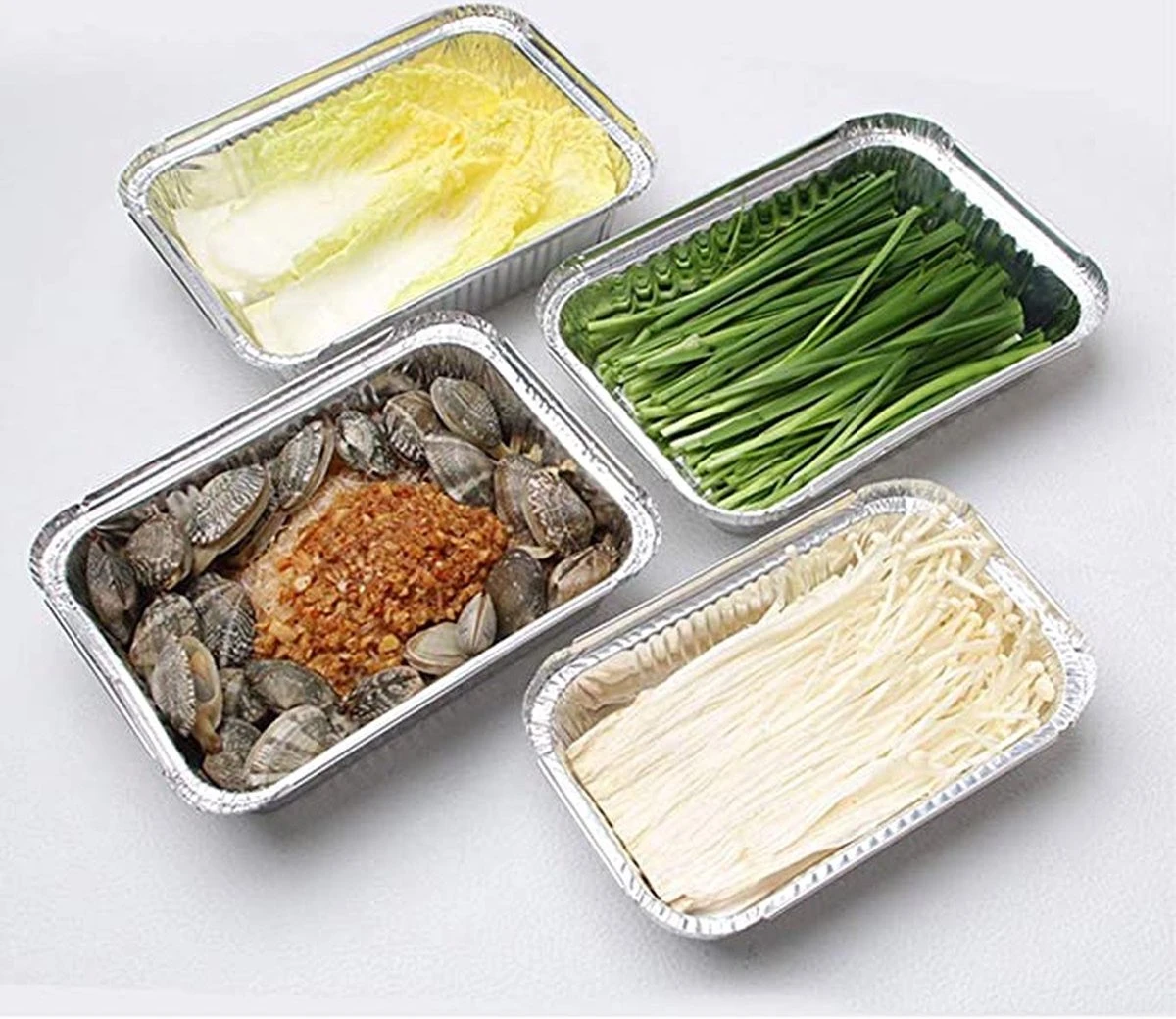 Rechthoekige Aluminium Bakje 850cc - 50 Stuks - 20x14x5 Cm 5 Rechthoekige Aluminium Bakje 850cc - 50 Stuks - 20x14x5 Cm - Afbeelding 3