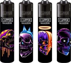 Clipper Classic Large "Skulls #21" Aanstekers (4 Stuks)