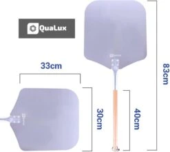 Qualux Pizzaschep Tweedelig – Pizzaschep Voor BBQ – Ophangbaar – Hout/rvs -Keuken BBQ 1200x1075