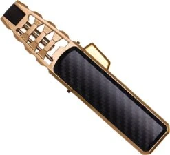 Merkloos Turbo Jetflame Aansteker - Gasbrander - Vuurwerk Torch - Crème Brûlée Brander - BBQ En Sigaren Aansteker - Windproof - Carbon Met Goudkleurige Metalen Behuizing -Keuken BBQ 1200x1094