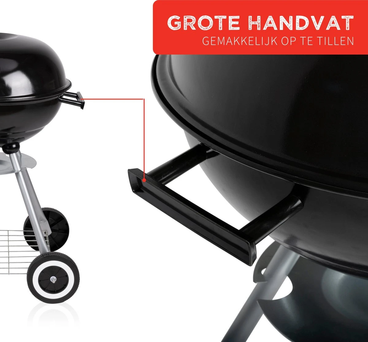BBQ Collection Houtskoolbarbecue - Kogelbarbecue 45 X 60 Centimeter - Ronde Barbecue - Barbecue Op Wielen - Zwart - Metaal 16 BBQ Collection Houtskoolbarbecue - Kogelbarbecue 45 X 60 Centimeter - Ronde Barbecue - Barbecue Op Wielen - Zwart - Metaal - Afbeelding 14