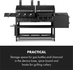 Klarstein Kingsville Double Barbecue - Houtskool- En Gasbarbecue - Smoker BBQ - Inclusief Deksels En Thermometer - Met 2 Roosters - Zwart 15 Klarstein Kingsville Double Barbecue - Houtskool- En Gasbarbecue - Smoker BBQ - Inclusief Deksels En Thermometer - Met 2 Roosters - Zwart -Keuken BBQ 1200x1155