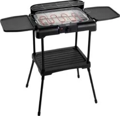 Princess 112250 Elektrische BBQ Met Zijplanken - BBQ - 40x25cm - Met En Zonder Statief Te Gebruiken - Met Zijplankjes - Ook Te Gebruiken Als Tafelgrill - 2200W -Keuken BBQ 1200x1163 1