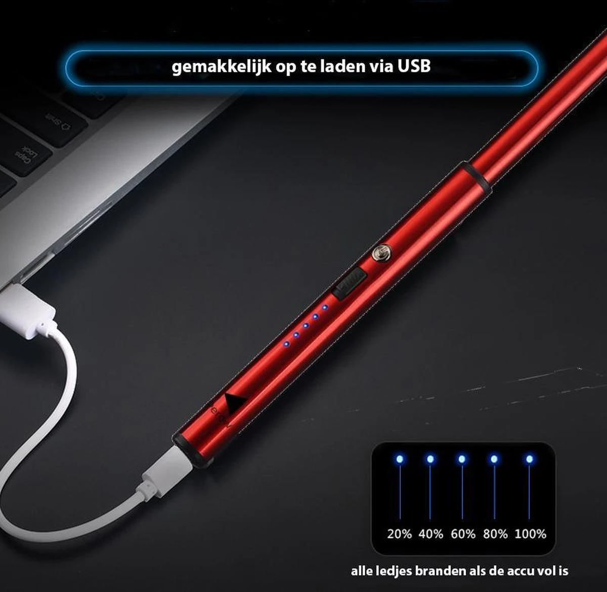Oplaadbare Lange Dunne Elektrische Aansteker - Duurzame Plasma Aansteker - Inclusief Cadeauverpakking - BBQ – Kaarsen – Rood 5 Oplaadbare Lange Dunne Elektrische Aansteker - Duurzame Plasma Aansteker - Inclusief Cadeauverpakking - BBQ – Kaarsen – Rood - Afbeelding 3