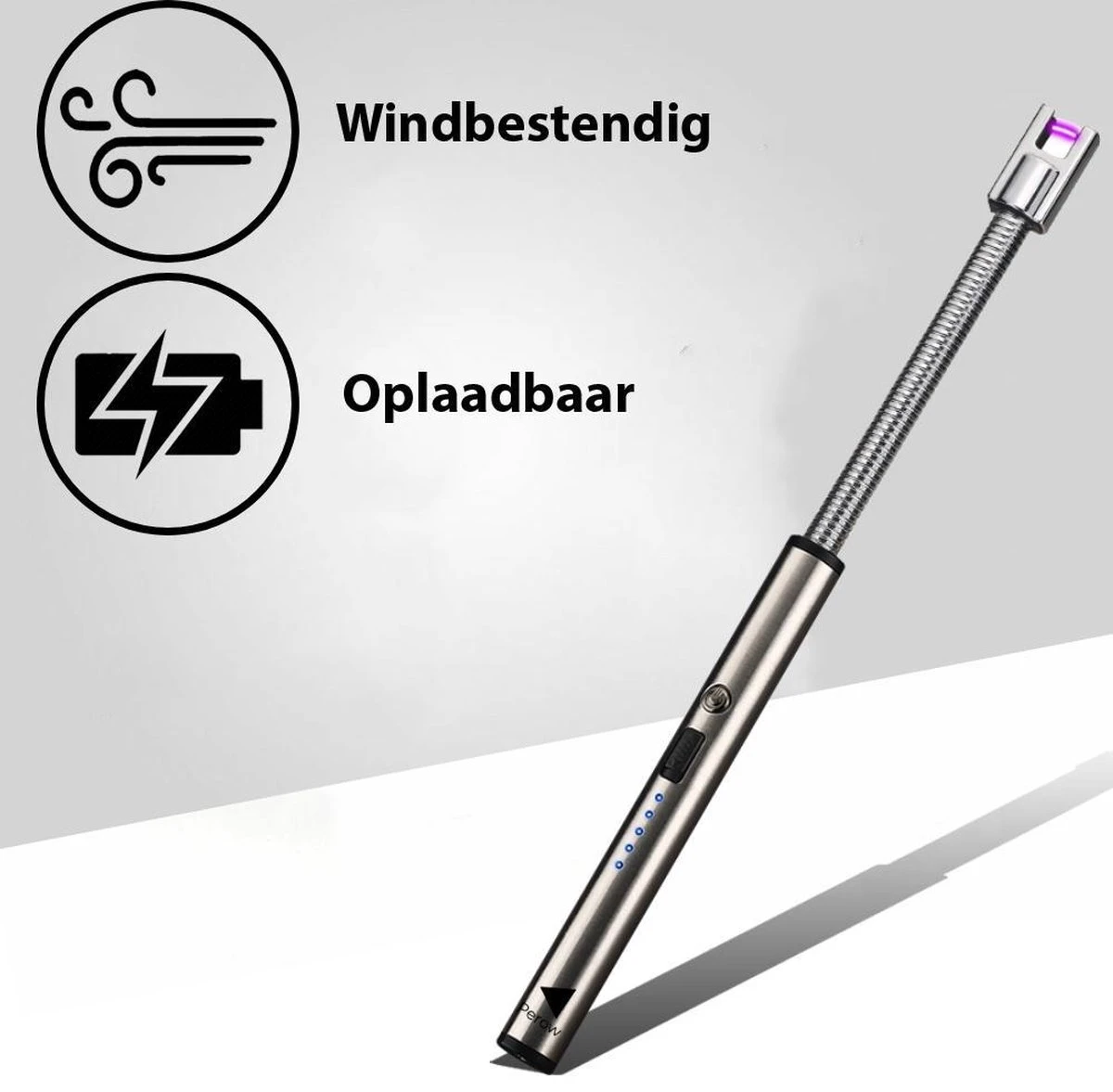 Oplaadbare Lange Elektrische Aansteker Buigbaar - Buigbare Aansteker - Duurzame Plasma Aansteker - Inclusief Cadeauverpakking - BBQ – Kaarsen – Zilver 4 Oplaadbare Lange Elektrische Aansteker Buigbaar - Buigbare Aansteker - Duurzame Plasma Aansteker - Inclusief Cadeauverpakking - BBQ – Kaarsen – Zilver - Afbeelding 2