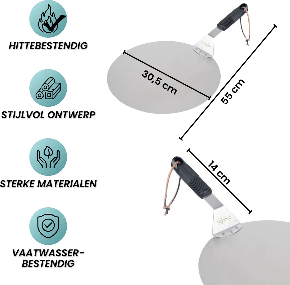 Nowad Pizzaschep RVS Rond - 30,5 Cm - PVC Handvat 10 Nowad Pizzaschep RVS Rond - 30,5 Cm - PVC Handvat - Afbeelding 8