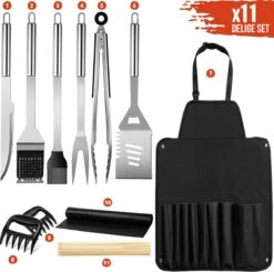 Squago BBQ Accesoires XXL Set Met Schort - Gereedschap - Gereedschapset Tang Borstel Mat -Keuken BBQ 1200x1189 1