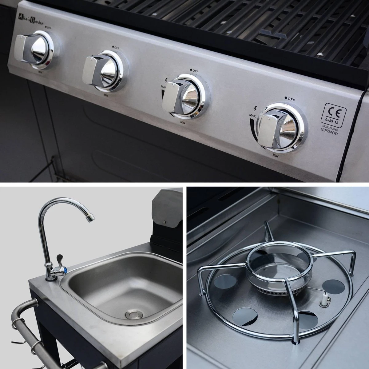 Alice's Garden Gas BBQ D'Artagnan - Zwart - 5 Branders - Buitenkeuken 5 Alice's Garden Gas BBQ D'Artagnan - Zwart - 5 Branders - Buitenkeuken - Afbeelding 3