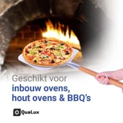 Qualux Pizzaschep Tweedelig – Pizzaschep Voor BBQ – Ophangbaar – Hout/rvs -Keuken BBQ 1200x1200 301