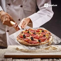 Qualux Pizzaschep Tweedelig – Pizzaschep Voor BBQ – Ophangbaar – Hout/rvs -Keuken BBQ 1200x1200 302
