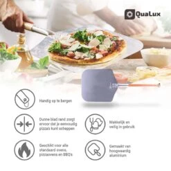 Qualux Pizzaschep Tweedelig – Pizzaschep Voor BBQ – Ophangbaar – Hout/rvs -Keuken BBQ 1200x1200 303