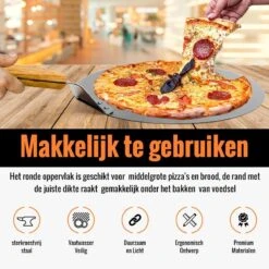Inpro Pizzaschep RVS - Rond - Voor BBQ En Oven - Pizzaspatel - Taartschep - Houten Handvat - BBQ Gereedschap - Keukengerei - 30 Cm Diameter - Spatel -Keuken BBQ 1200x1200 311