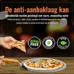 Inpro Pizzaschep RVS - Rond - Voor BBQ En Oven - Pizzaspatel - Taartschep - Houten Handvat - BBQ Gereedschap - Keukengerei - 30 Cm Diameter - Spatel -Keuken BBQ 1200x1200 312