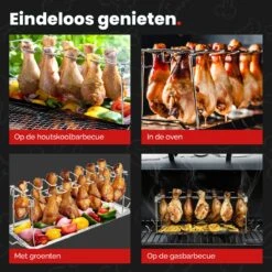 GrillX Kippenvleugelhouder - Kiphouder Voor BBQ & Oven - RVS - BBQ Accesoires -Keuken BBQ 1200x1200 323