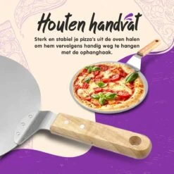 Nowad Pizzaschep RVS Rond Voor BBQ En Oven - 30,5 Cm - Pizzaspatel - Taartschep - Houten Handvat - Ophangbaar - Rond - Vaatwasbestendig - Keukenaccessoires -Keuken BBQ 1200x1200 345