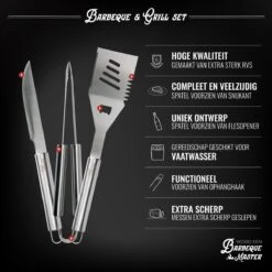 Mountain Jack® 40-Delige Luxe BBQ Grill Accessoires Set In Roestvrij Staal – Barbecue Gereedschap – Tangenset, Vlees Thermometer, Vleestang, Borstel, Spiezen, Vleesmes, Vleesvork -Keuken BBQ 1200x1200 363