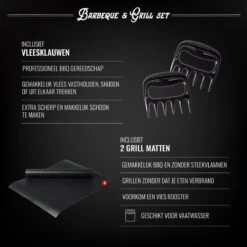 Mountain Jack® 40-Delige Luxe BBQ Grill Accessoires Set In Roestvrij Staal – Barbecue Gereedschap – Tangenset, Vlees Thermometer, Vleestang, Borstel, Spiezen, Vleesmes, Vleesvork -Keuken BBQ 1200x1200 366
