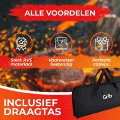 GrillX Barbecue Gereedschap Set - 19-delig - Inclusief Luxe Draagtas - BBQ Accesoires - Gereedschapset -Keuken BBQ 1200x1200 368