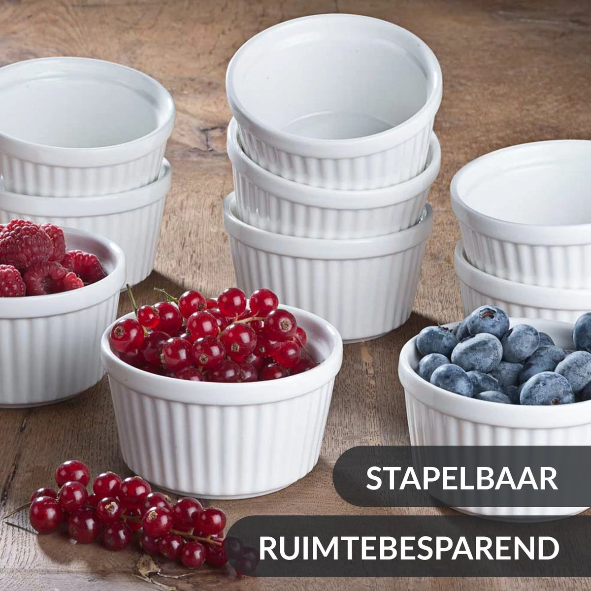 Chefarone Mini Ronde Ovenschalen - Mini Vormpjes Set Van 10 - Bakvormen Keramiek 200 ML - Crème Brulée Schaaltje - Wit 7 Chefarone Mini Ronde Ovenschalen - Mini Vormpjes Set Van 10 - Bakvormen Keramiek 200 ML - Crème Brulée Schaaltje - Wit - Afbeelding 5