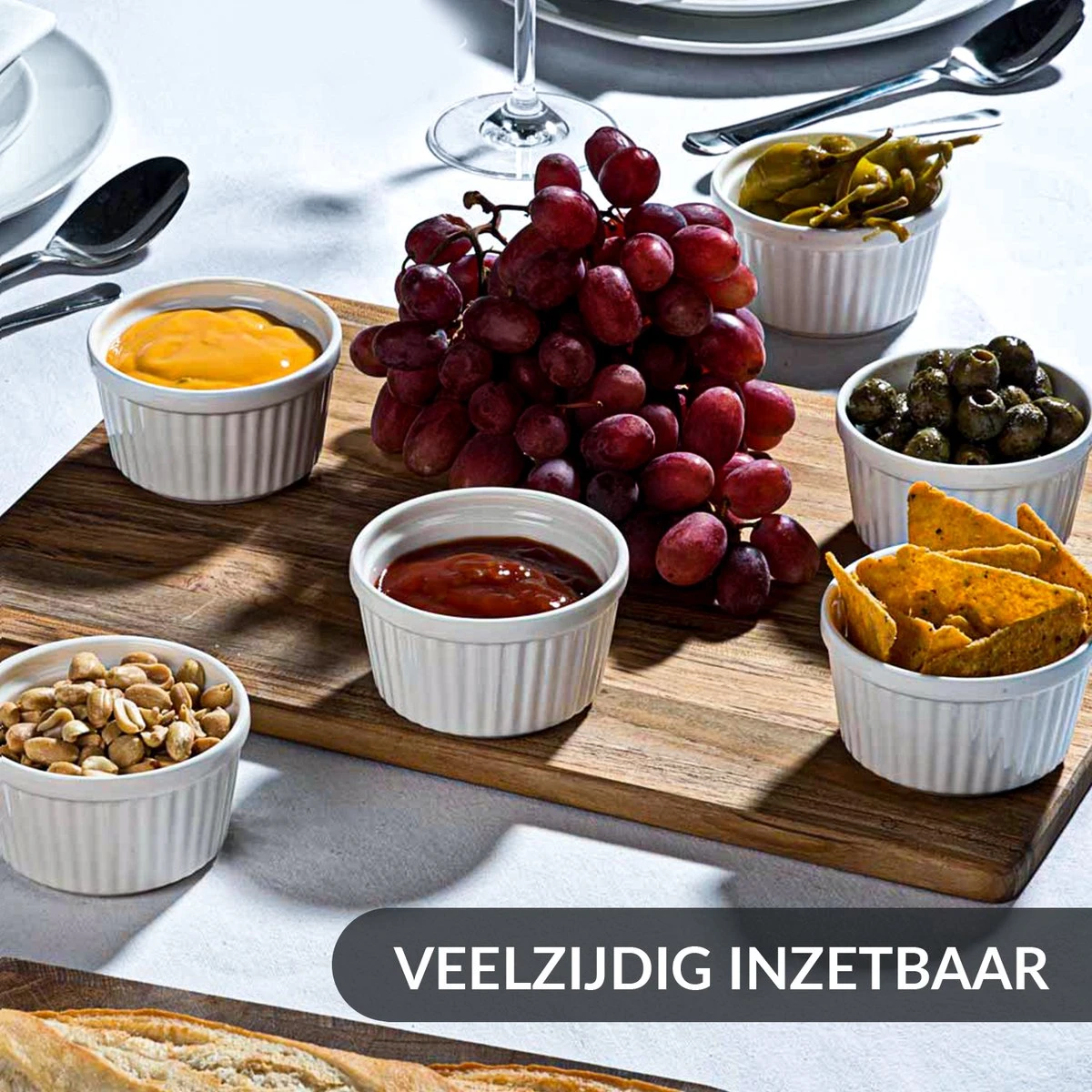 Chefarone Mini Ronde Ovenschalen - Mini Vormpjes Set Van 10 - Bakvormen Keramiek 200 ML - Crème Brulée Schaaltje - Wit 8 Chefarone Mini Ronde Ovenschalen - Mini Vormpjes Set Van 10 - Bakvormen Keramiek 200 ML - Crème Brulée Schaaltje - Wit - Afbeelding 6