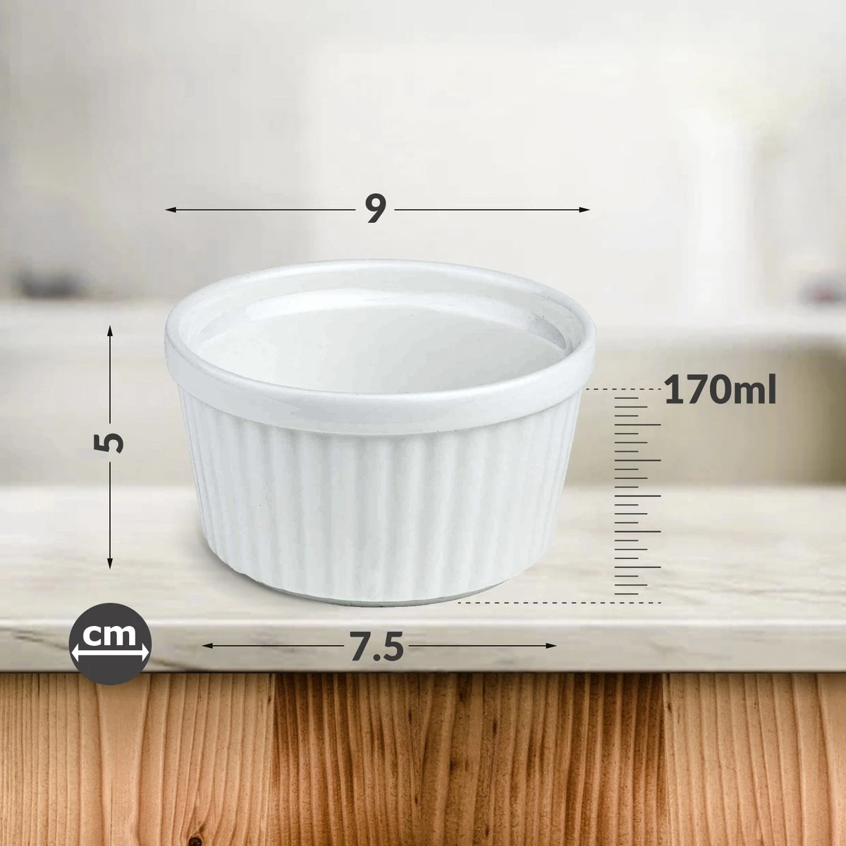 Chefarone Mini Ronde Ovenschalen - Mini Vormpjes Set Van 10 - Bakvormen Keramiek 200 ML - Crème Brulée Schaaltje - Wit 9 Chefarone Mini Ronde Ovenschalen - Mini Vormpjes Set Van 10 - Bakvormen Keramiek 200 ML - Crème Brulée Schaaltje - Wit - Afbeelding 7