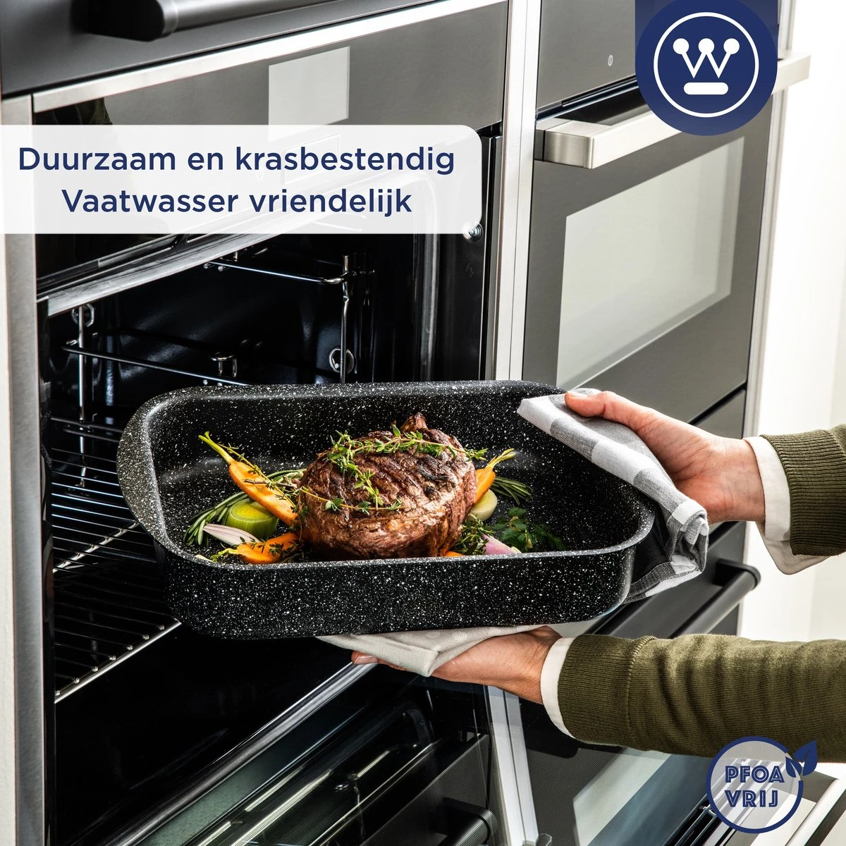 Westinghouse Ovenschaal Braadslede - Ø 35 Cm - Zwart Marmer 5 Westinghouse Ovenschaal Braadslede - Ø 35 Cm - Zwart Marmer - Afbeelding 3