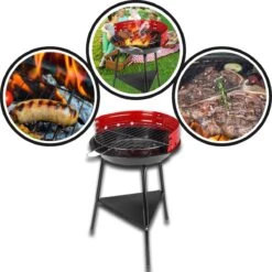 Houtskoolbarbecue Ø33 Cm | Verstelbare Grill BBQ | Halfopen | Zwart / Rood -Keuken BBQ 1200x1200 65