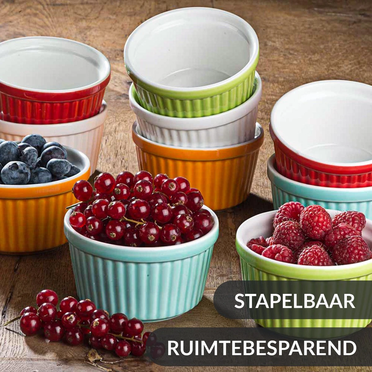 Chefarone Mini Ronde Ovenschalen - Mini Vormpjes Set Van 10 - Bakvormen Keramiek 200 ML - Crème Brulée Schaaltje - Multicolor 5 Chefarone Mini Ronde Ovenschalen - Mini Vormpjes Set Van 10 - Bakvormen Keramiek 200 ML - Crème Brulée Schaaltje - Multicolor - Afbeelding 4