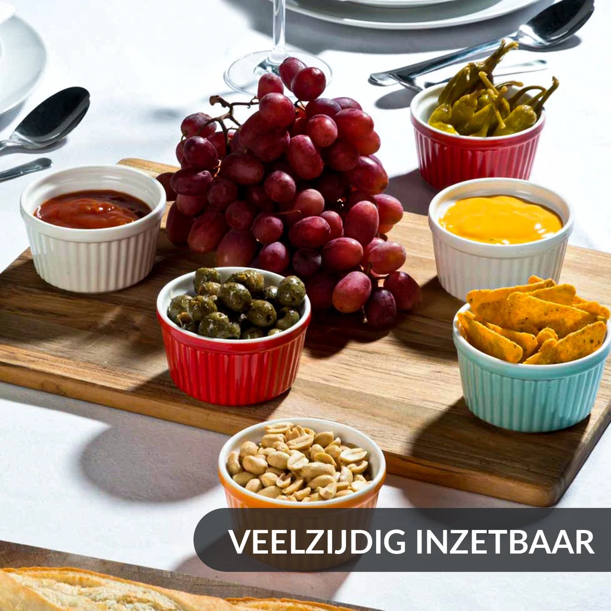 Chefarone Mini Ronde Ovenschalen - Mini Vormpjes Set Van 10 - Bakvormen Keramiek 200 ML - Crème Brulée Schaaltje - Multicolor 6 Chefarone Mini Ronde Ovenschalen - Mini Vormpjes Set Van 10 - Bakvormen Keramiek 200 ML - Crème Brulée Schaaltje - Multicolor - Afbeelding 5