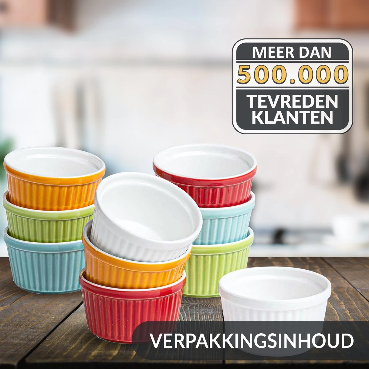 Chefarone Mini Ronde Ovenschalen - Mini Vormpjes Set Van 10 - Bakvormen Keramiek 200 ML - Crème Brulée Schaaltje - Multicolor 9 Chefarone Mini Ronde Ovenschalen - Mini Vormpjes Set Van 10 - Bakvormen Keramiek 200 ML - Crème Brulée Schaaltje - Multicolor - Afbeelding 8