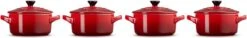 Le Creuset Aardewerken Mini Pannetjes Set Van 4 Stuks Kersenrood -Keuken BBQ 1200x184