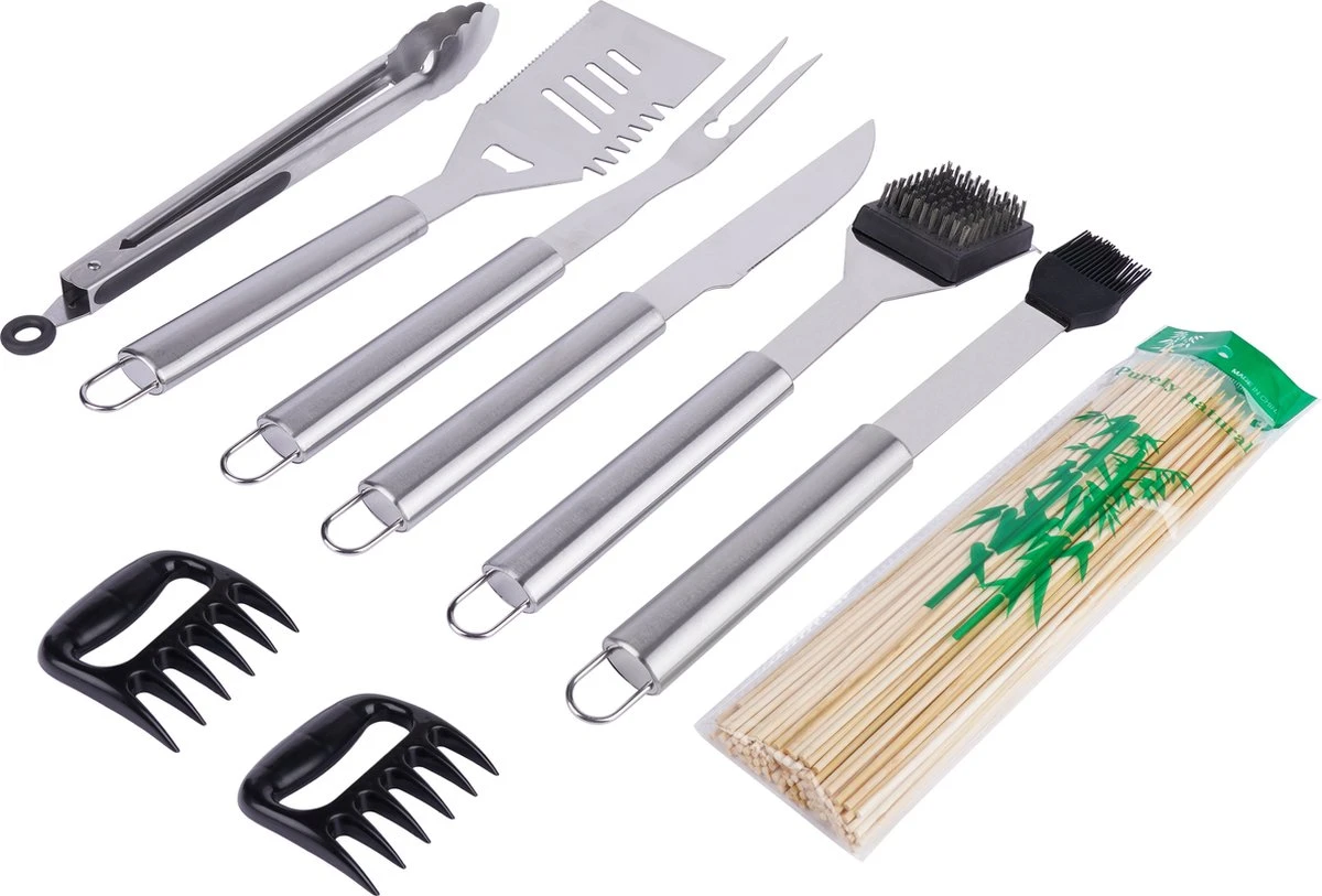 BBQ Accesoires Set Gereedschap Tang Borstel Barbecue Kookgerei - 10 Delig 3 BBQ Accesoires Set Gereedschap Tang Borstel Barbecue Kookgerei - 10 Delig