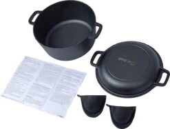 Gietijzeren Pan Met Deksel - Gietijzeren Pan Om Brood Te Bakken - Diameter 26,2 Cm - Gietijzeren Broodbakpan + Ovenwanten -Keuken BBQ 1200x910 4