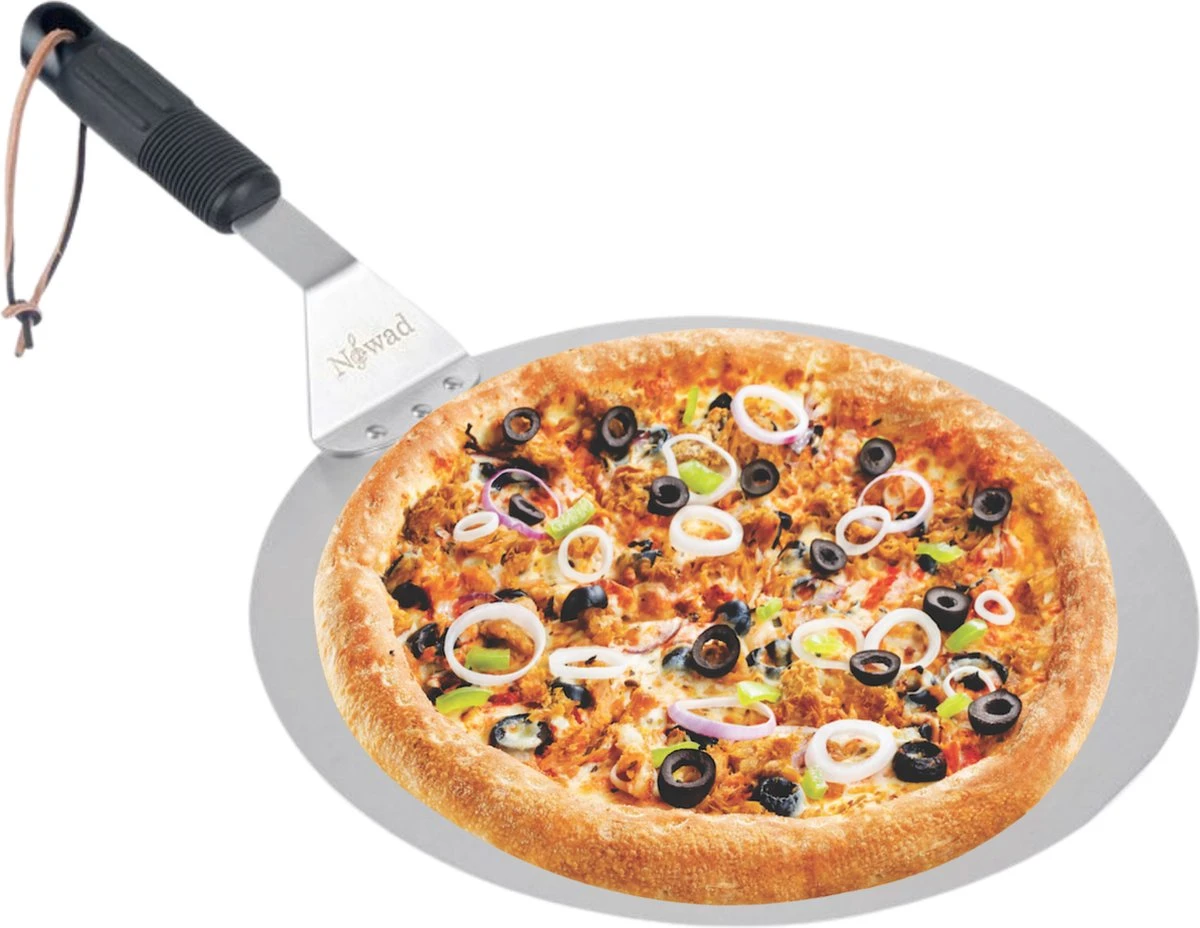 Nowad Pizzaschep RVS Rond - 30,5 Cm - PVC Handvat 3 Nowad Pizzaschep RVS Rond - 30,5 Cm - PVC Handvat