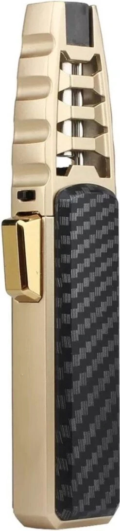 Merkloos Turbo Jetflame Aansteker - Gasbrander - Vuurwerk Torch - Crème Brûlée Brander - BBQ En Sigaren Aansteker - Windproof - Carbon Met Goudkleurige Metalen Behuizing -Keuken BBQ 272x1200 2