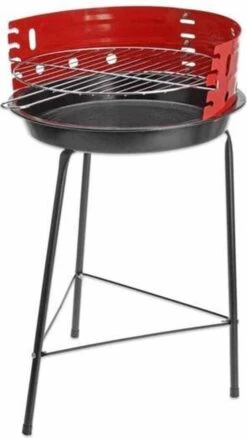 Houtskoolbarbecue Ø33 Cm | Verstelbare Grill BBQ | Halfopen | Zwart / Rood -Keuken BBQ 676x1200