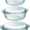 Pyrex 3x Ronde Glazen Ovenschalen Met Deksel 1,4/2,1/3 Liter - Ovenschaal/braadslede - Ovenschotel Schalen - Bakvorm -Keuken BBQ 783x1200